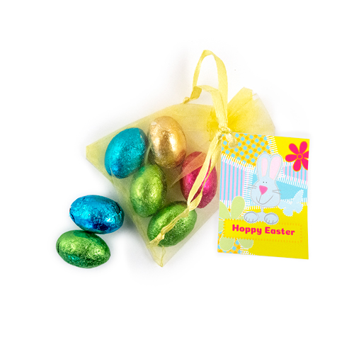 organza bag,mesh bag,easter egg,chocolate,assorted foil colours